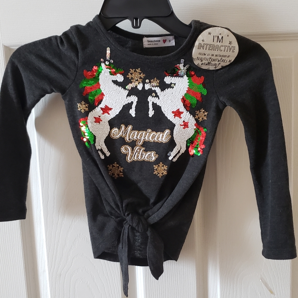 Girls Christmas Glitter Shirt Size 5